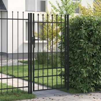 ARDEBO.de - Zauntor BOXTEL Einzeltür mit Dornenaufsatz Stahl 1 x 1,75 m Schwarz