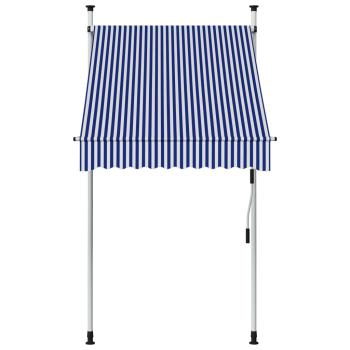 Markise Einziehbar Handbetrieben 100 cm Blau/Weiß Gestreift