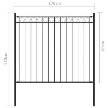 Gartenzaun ASSEN Stahl 1,7 x 0,8 m Schwarz