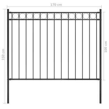Gartenzaun ASSEN Stahl 1,7 x 1 m Schwarz