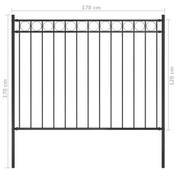 Gartenzaun ASSEN Stahl 1,7 x 1,2 m Schwarz