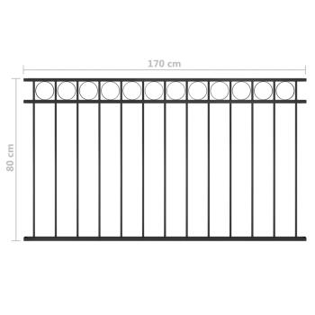 Zaunelement ASSEN Stahl 1,7 x 0,8 m Schwarz