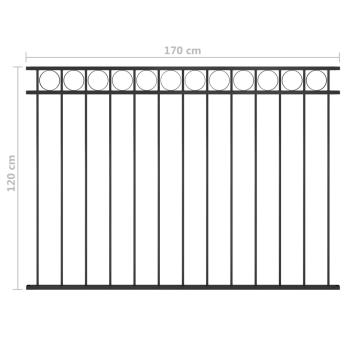 Zaunelement ASSEN Stahl 1,7 x 1,2 m Schwarz
