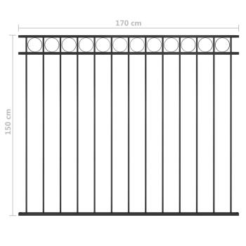 Zaunelement ASSEN Stahl 1,7 x 1,5 m Schwarz