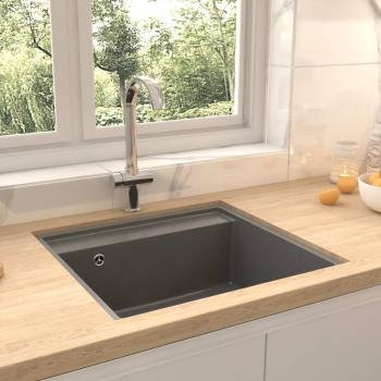 ARDEBO.de - Küchenspüle mit Überlauf Grau Granit