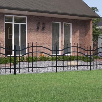 ARDEBO.de - Gartenzaun Woerden mit Speerspitze Schwarz 240 x 75 cm Stahl