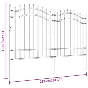 Gartenzaun Woerden mit Speerspitze Schwarz 240 x 125 cm Stahl