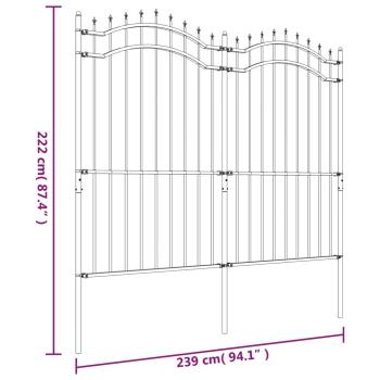 Gartenzaun Woerden mit Speerspitze Schwarz 240 x 175 cm Stahl