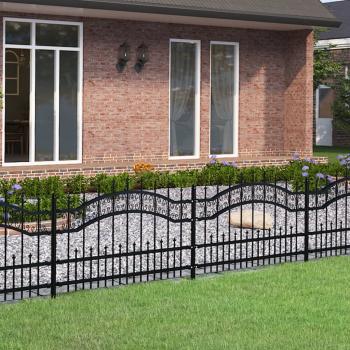 ARDEBO.de - Gartenzaun KAMPEN mit Speerspitze Schwarz 240 x 75 cm Stahl
