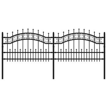 Gartenzaun KAMPEN mit Speerspitze Schwarz 240 x 75 cm Stahl