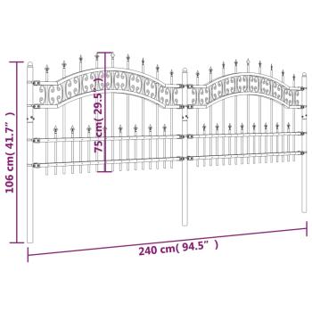 Gartenzaun KAMPEN mit Speerspitze Schwarz 240 x 75 cm Stahl