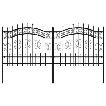 Gartenzaun KAMPEN mit Speerspitze Schwarz 240 x 100 cm Stahl