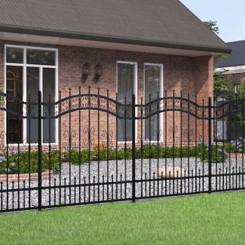 ARDEBO.de - Gartenzaun KAMPEN mit Speerspitze Schwarz 240 x 125 cm Stahl