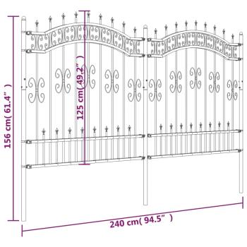 Gartenzaun KAMPEN mit Speerspitze Schwarz 240 x 125 cm Stahl