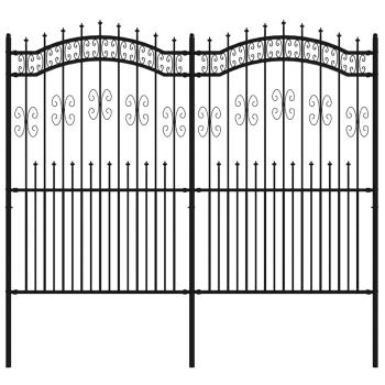 Gartenzaun KAMPEN mit Speerspitze Schwarz 240 x 175 cm Stahl