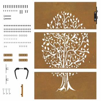 Gartentor 85x150 cm Cortenstahl Baum-Design