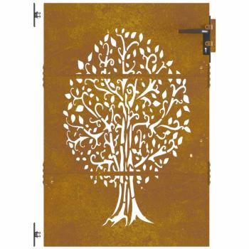 Gartentor 85x150 cm Cortenstahl Baum-Design