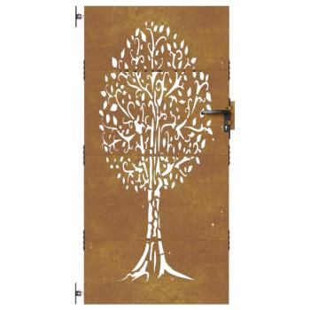 Gartentor 85x175 cm Cortenstahl Baum-Design