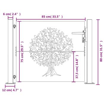 Gartentor 100x75 cm Cortenstahl Baumdesign