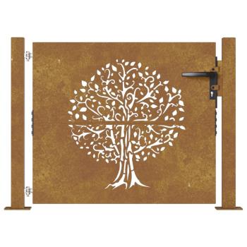 Gartentor 100x75 cm Cortenstahl Baumdesign