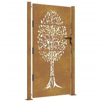 Gartentor 100x175 cm Cortenstahl Baumdesign