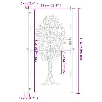 Gartentor 100x175 cm Cortenstahl Baumdesign