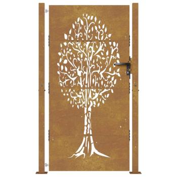 Gartentor 100x175 cm Cortenstahl Baumdesign