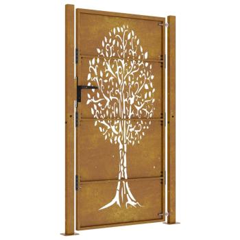 Gartentor 100x175 cm Cortenstahl Baumdesign