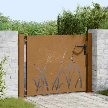 Gartentor 100x100 cm Cortenstahl Gras-Design