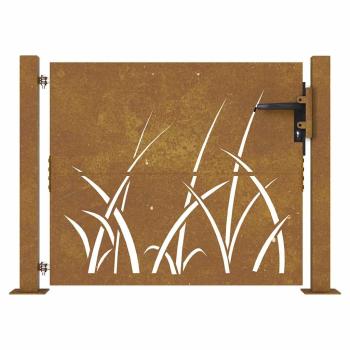 Gartentor 100x100 cm Cortenstahl Gras-Design