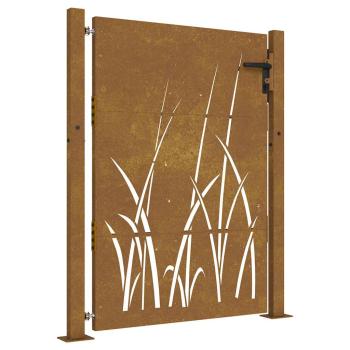 Gartentor 100x150 cm Cortenstahl Gras-Design