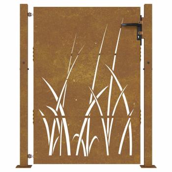 Gartentor 100x150 cm Cortenstahl Gras-Design