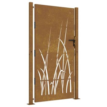 Gartentor 100x175 cm Cortenstahl Gras-Design