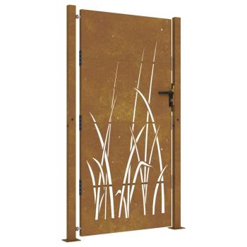 Gartentor 100x200 cm Cortenstahl Gras-Design