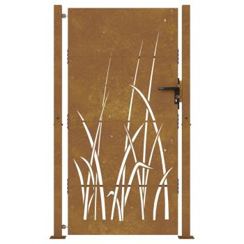 Gartentor 100x200 cm Cortenstahl Gras-Design
