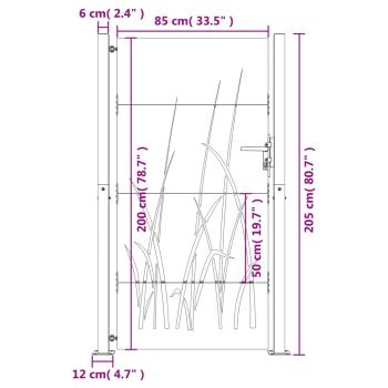 Gartentor 100x200 cm Cortenstahl Gras-Design