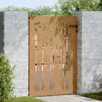 Gartentor 85x125 cm Cortenstahl Bambus-Design