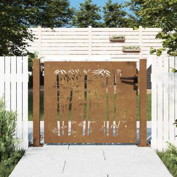 ARDEBO.de - Gartentor 100x75 cm Cortenstahl Bambus-Design