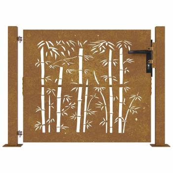 Gartentor 100x75 cm Cortenstahl Bambus-Design