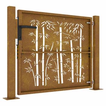 Gartentor 100x75 cm Cortenstahl Bambus-Design