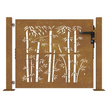 Gartentor 100x100 cm Cortenstahl Bambus-Design