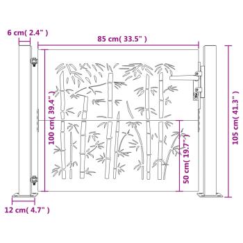 Gartentor 100x100 cm Cortenstahl Bambus-Design