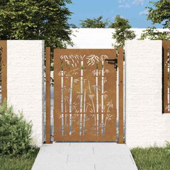 ARDEBO.de - Gartentor 100x125 cm Cortenstahl Bambus-Design