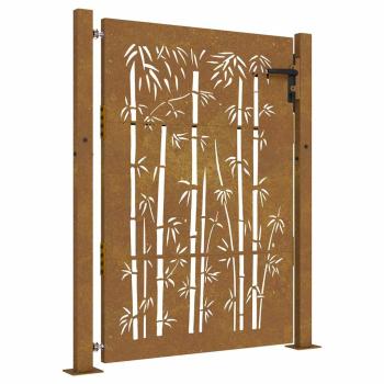 Gartentor 100x125 cm Cortenstahl Bambus-Design