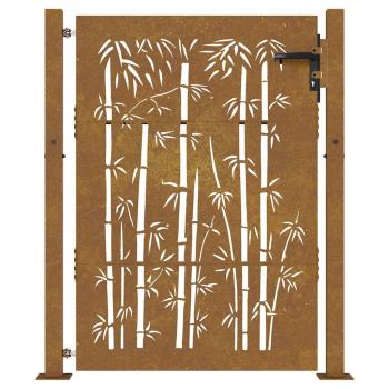 Gartentor 100x125 cm Cortenstahl Bambus-Design