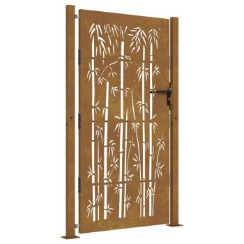 Gartentor 100x200 cm Cortenstahl Bambus-Design