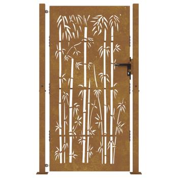 Gartentor 100x200 cm Cortenstahl Bambus-Design