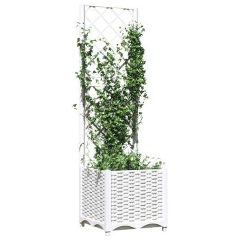 Pflanzkübel mit Rankgitter Weiß 40x40x136 cm PP