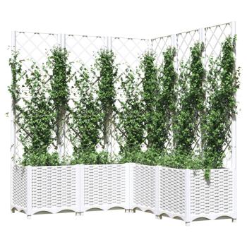Pflanzkübel mit Rankgitter Weiß 120x120x136 cm PP