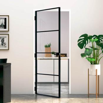 ARDEBO.de - Innentür Schwarz 83x201,5 cm Hartglas & Aluminium Schlank